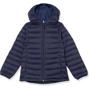 Girls Navy Lightweight Water Resistant Hooded Puffer Jacket Winter Coat